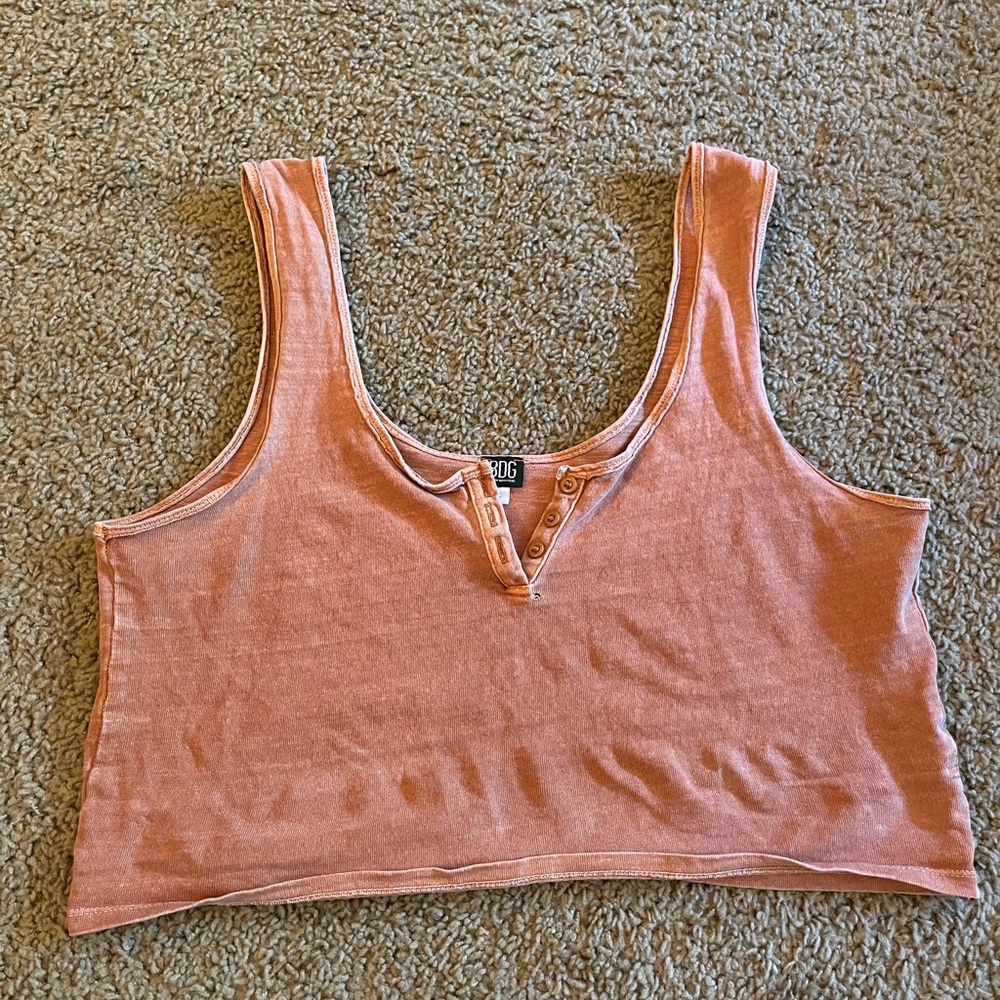 BDG Orange Button Cropped Tank